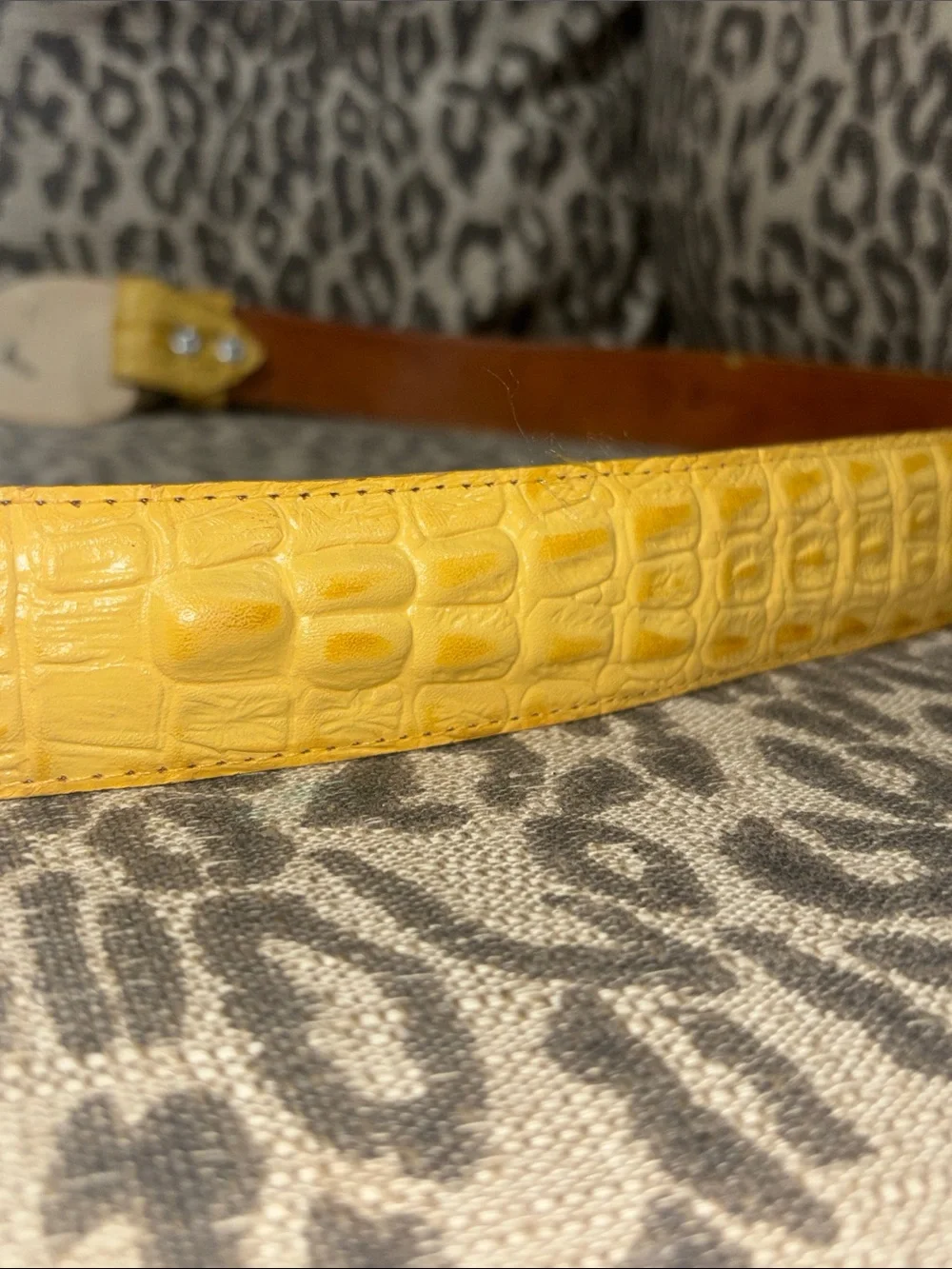 Crocodile alligator leather belt textured western cowboy reptile buckle 34